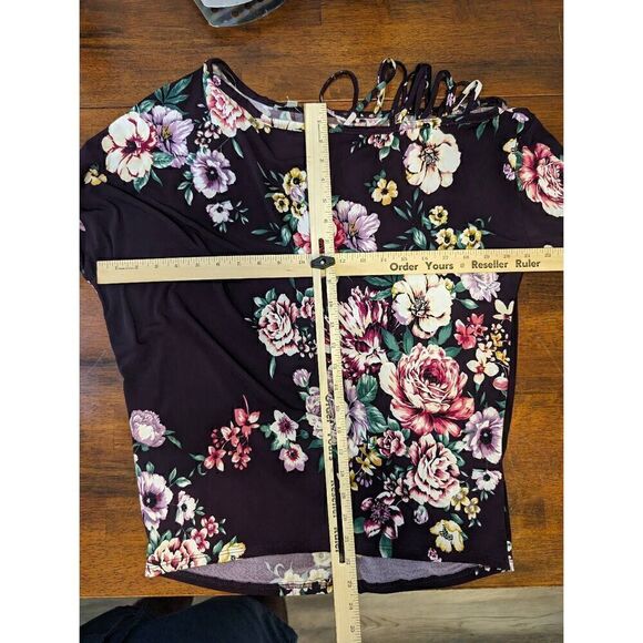White Birch Call Me Maybe Purple Floral Boatneck Cross Shoulder Women's Small NW - Picture 5 of 5